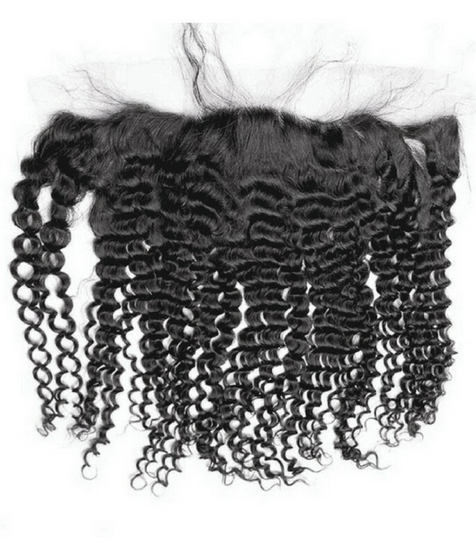 transparent lace kinky curly natural color hair frontal 2