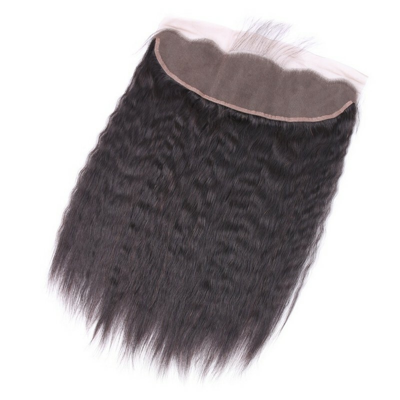 transparent lace kinky straight natural color hair frontal 4