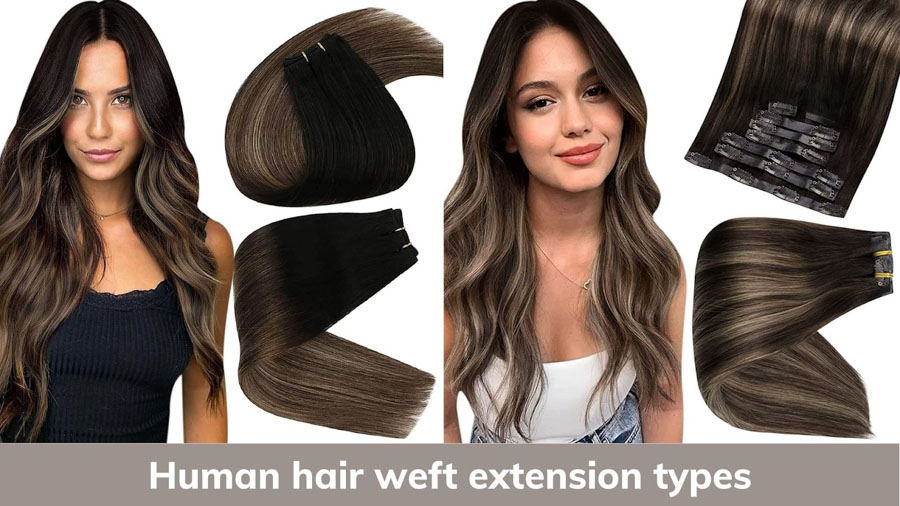 Human hair weft extension types