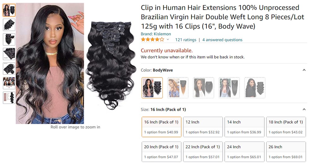 Retail price of virgin brazilian hair extensions
