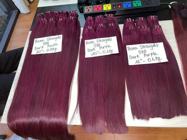 Bone straight purple hair weave
