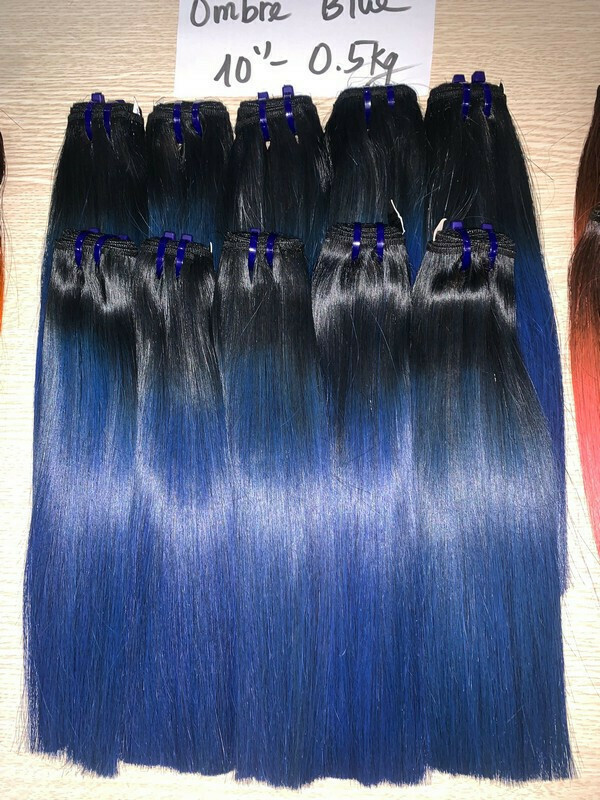 Bone straight blue hair weave