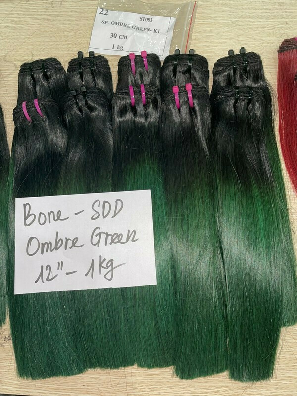 Bone straight green hair weave