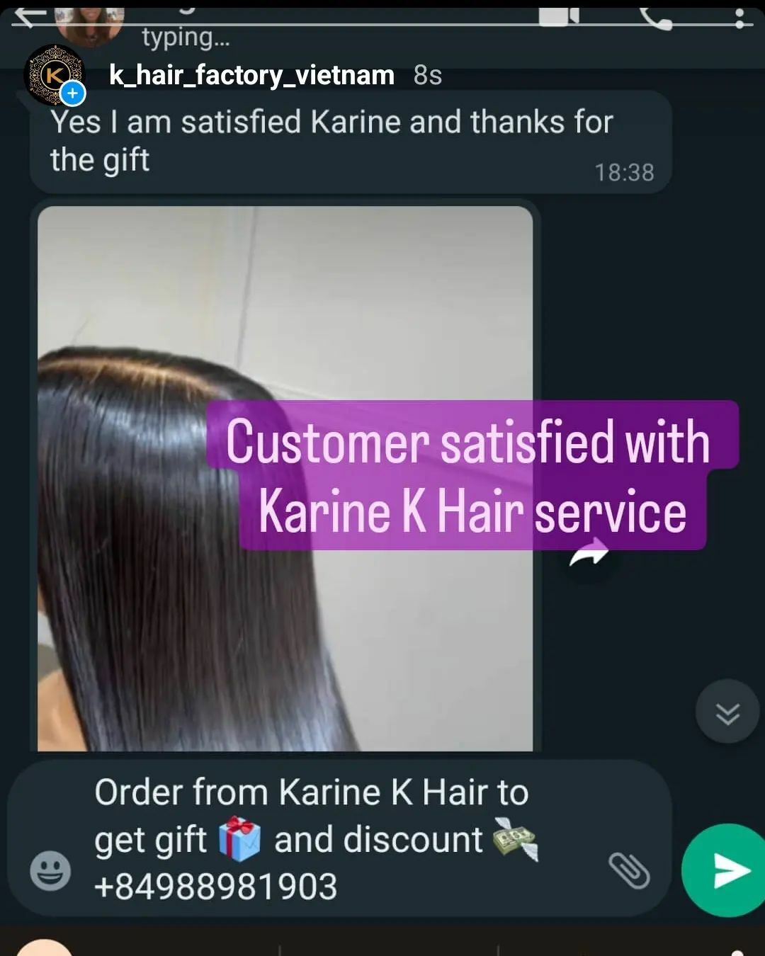 Hair supplier feedback