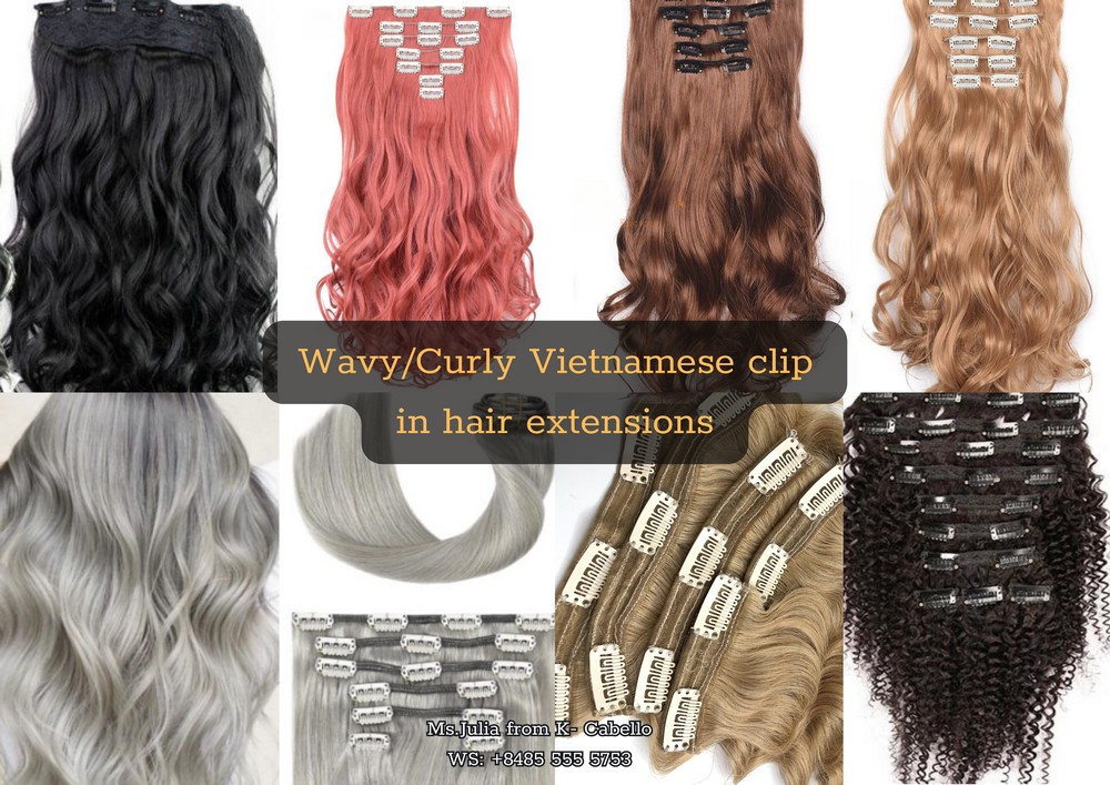 Wavy/Curly Vietnamese clip in hair extensions