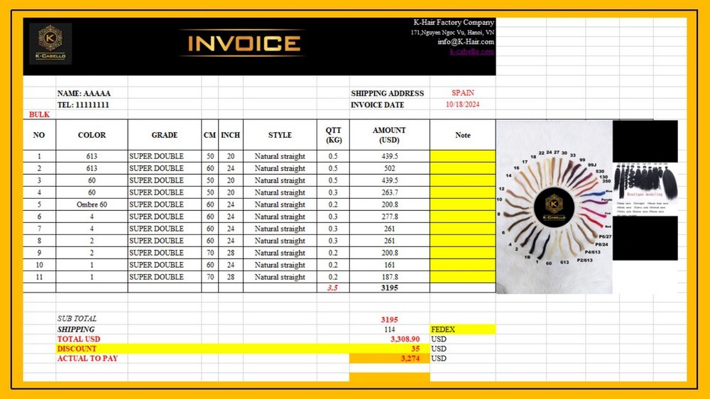 Invoice K-Cabello